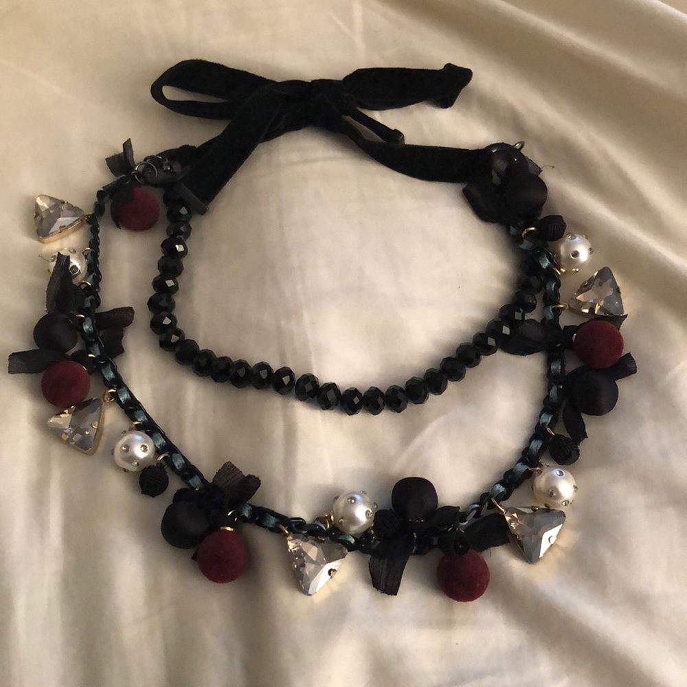 Zara black charmed statement necklace